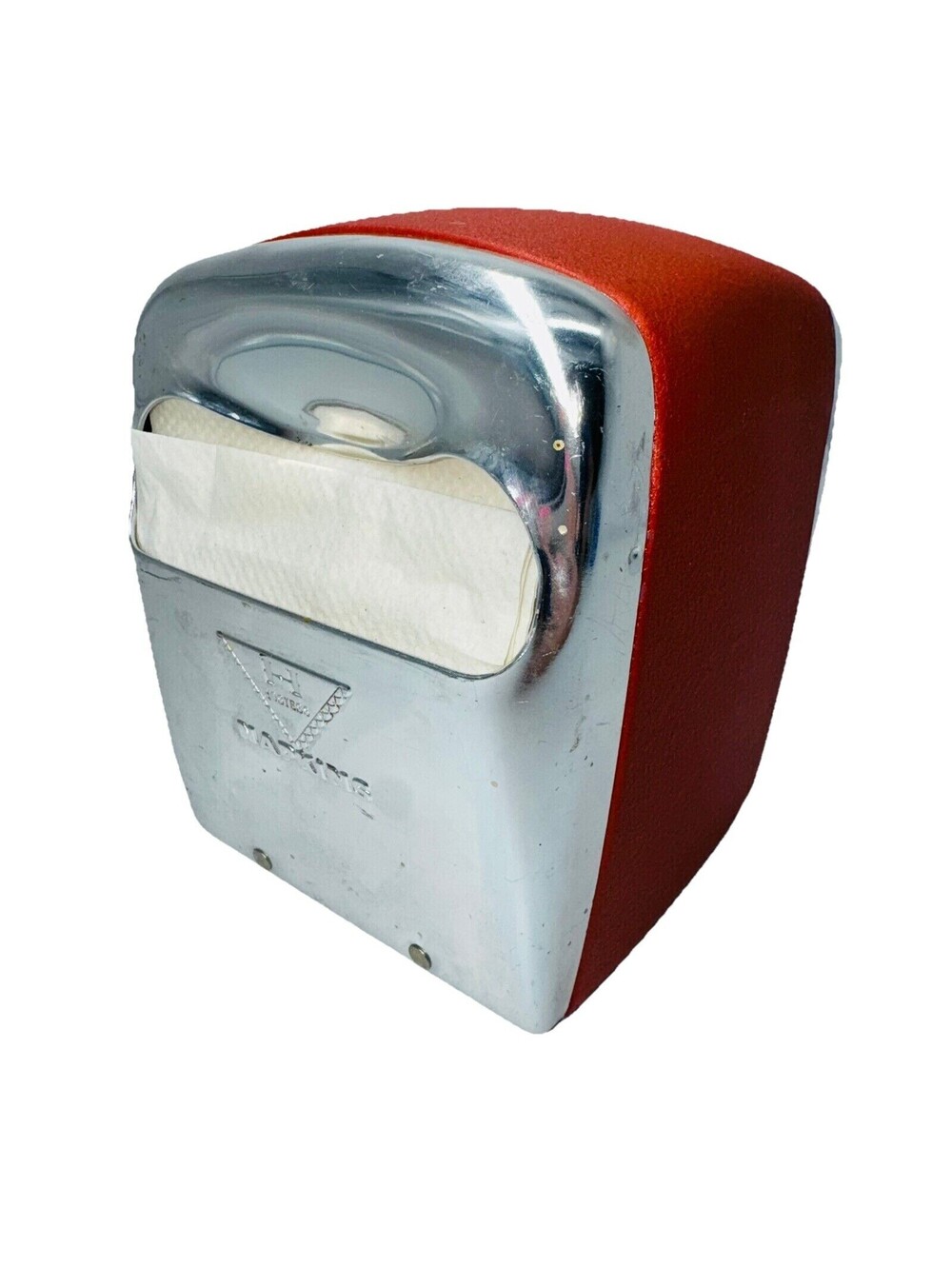 Vintage Hostess Napkins Dispenser Holder Marathon American Can Maroon Retro